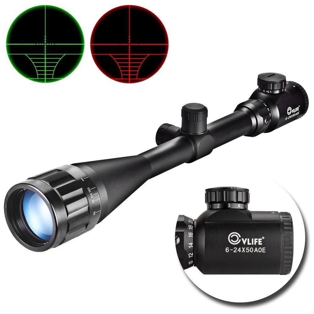 Optics Hunting Scope 6-24x50 AOE Red & Green Illuminated Gun scopes Mounts