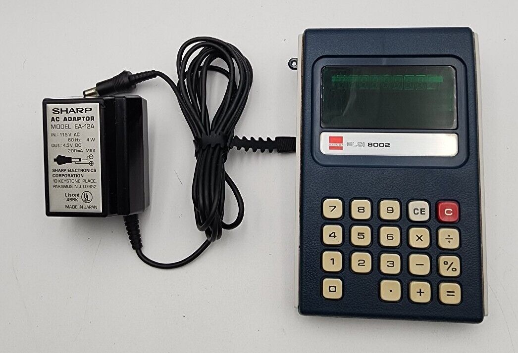 Vintage Sharp EL-8002 ELSI Calculator Tested and works With AC Adapter 