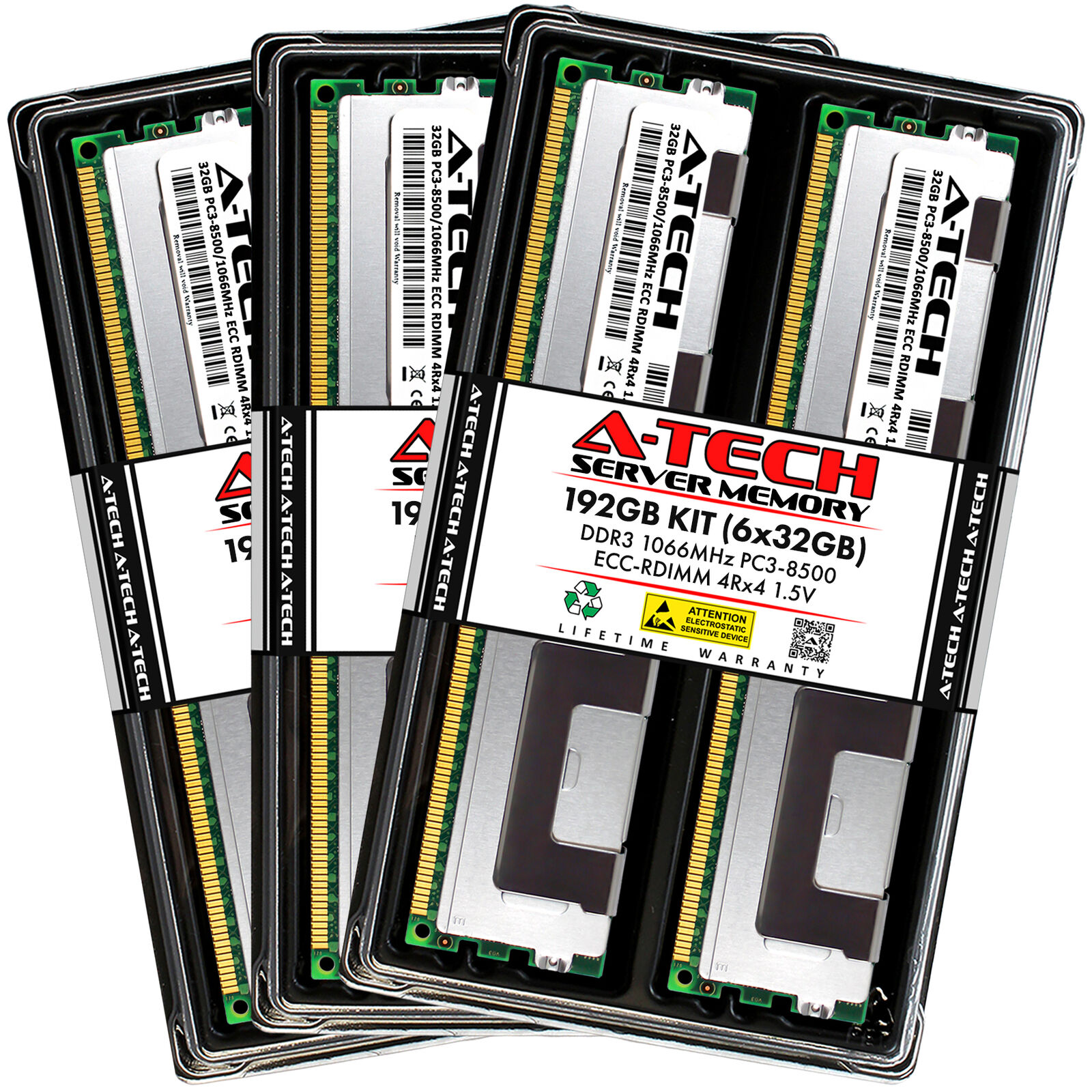 A-Tech 192GB 6x 32GB 4Rx4 PC3-8500R DDR3 1066MHz ECC RDIMM REG Server Memory RAM