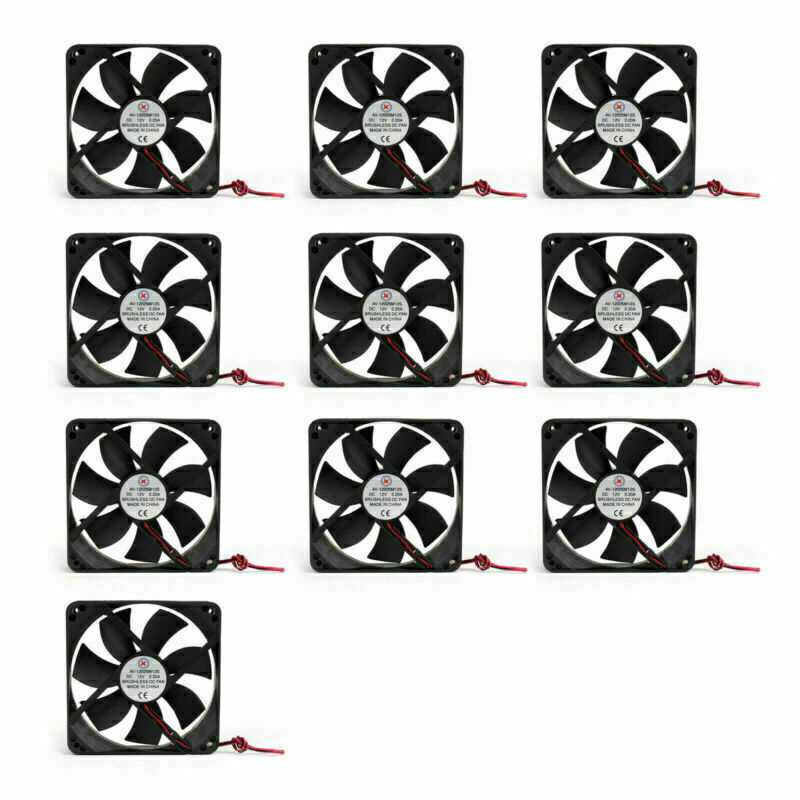 10x DC Brushless Cooling Computer Fan 12V 12025S 120x120x25mm 0.2A/2 Pin Wire