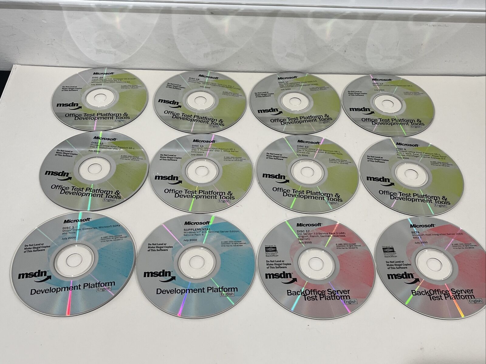 Lot of 12 MSDN Microsoft Developer Discs from July 2000