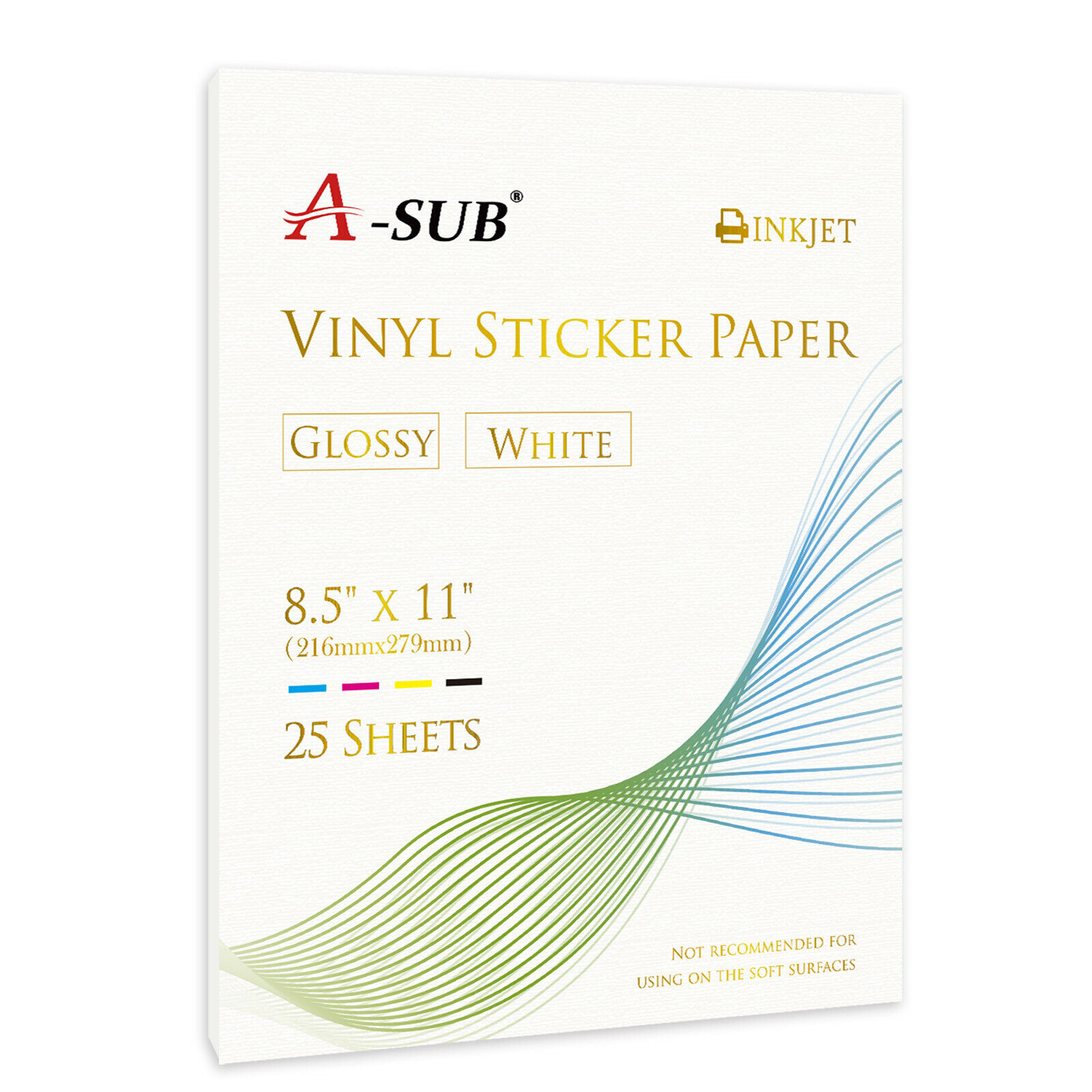A-SUB Printable Vinyl Glossy Sticker Paper for Inkjet Printer Cricut  25 Sheets