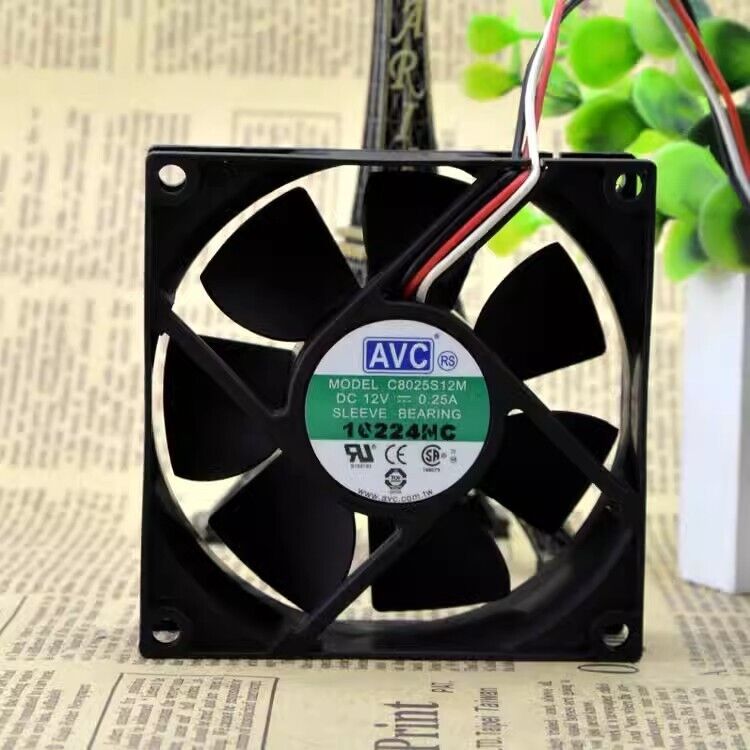 AVC C8025S12M 8025 12V 0.25A 8cm 3pin Cooling Fan