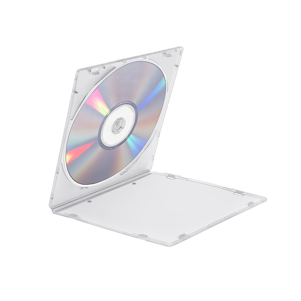 200pcs Standard Clear Tray CD Jewel Case Slim PP DVD Disc Storage Cover Sleeves
