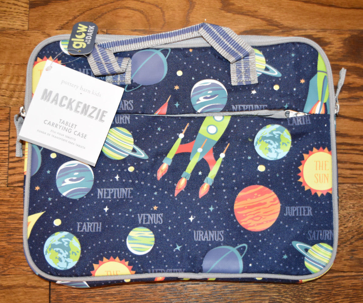 Pottery Barn Kids Navy Solar System Glow-in-Dark Tablet Case Name Removed NWT