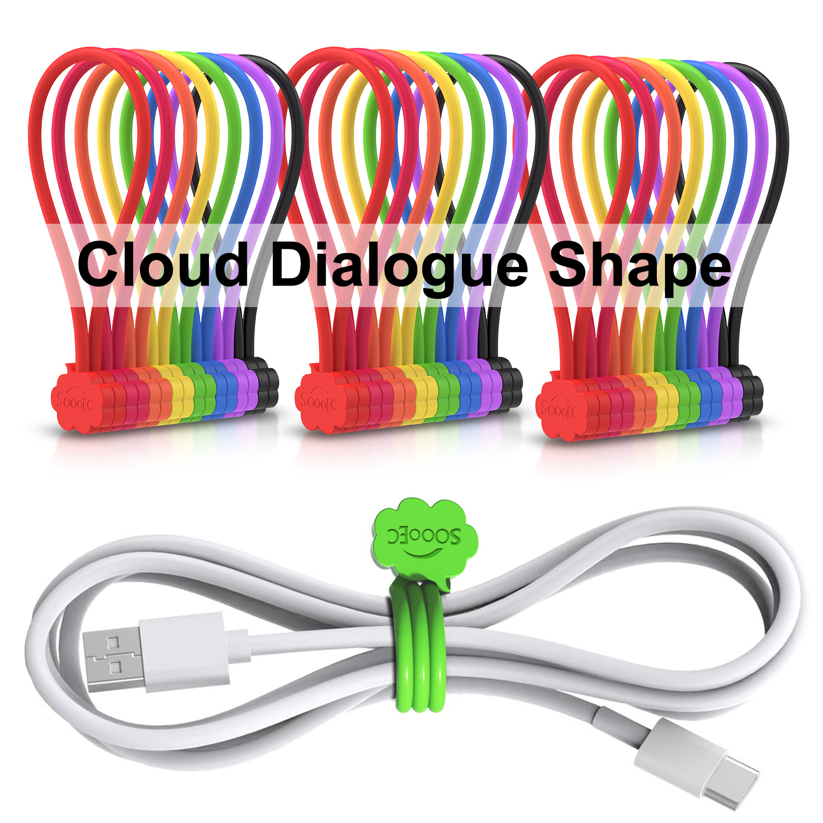 24 Pack Magnetic Twist Ties 7.48 Inch Silicone Reusable Cable Tie 8 Colors