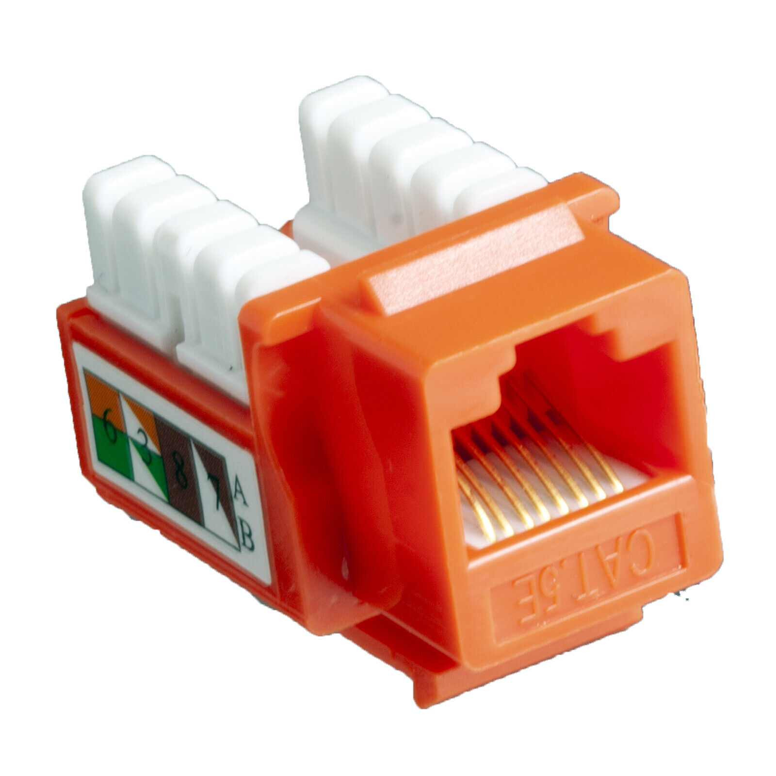 100 pack lot Keystone Jack Cat5e Orange Network Ethernet 110 SlimLine 8P8C RJ45