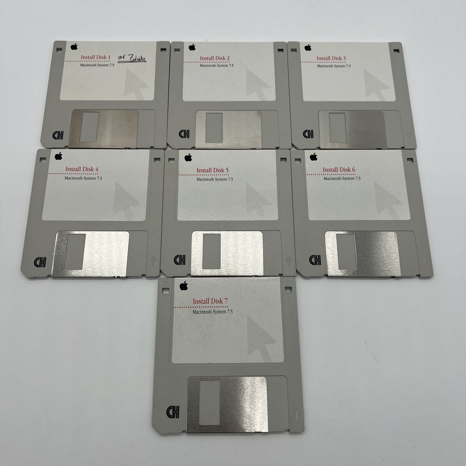Macintosh System 7.5 Install Disks COMPLETE Vintage Floppy Disks Set of 7