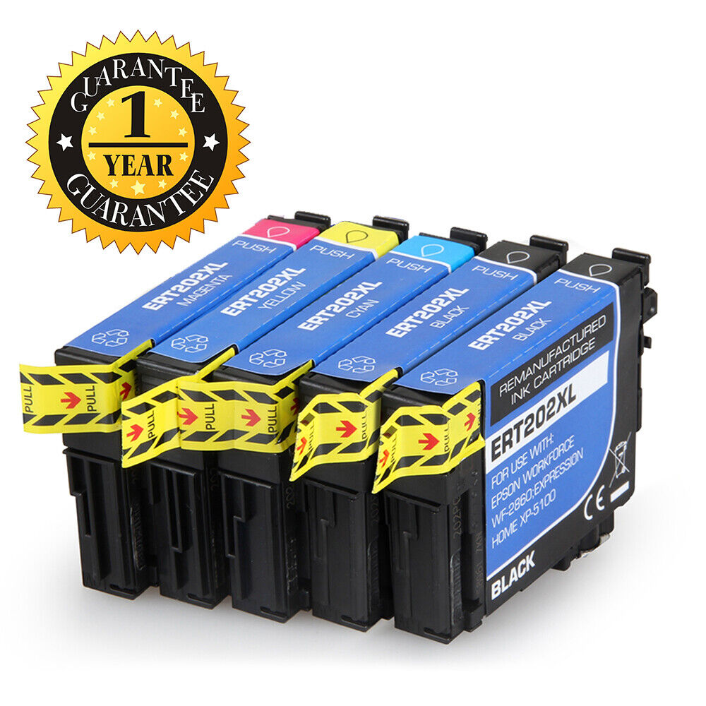 5PK T202XL 202XL Ink Cartridge for Epson WF-2860 Expression Home XP-5100