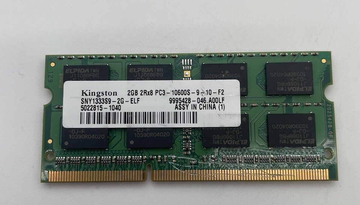 Kingston 2GB 2Rx8 PC3-10600S-9-10-F2