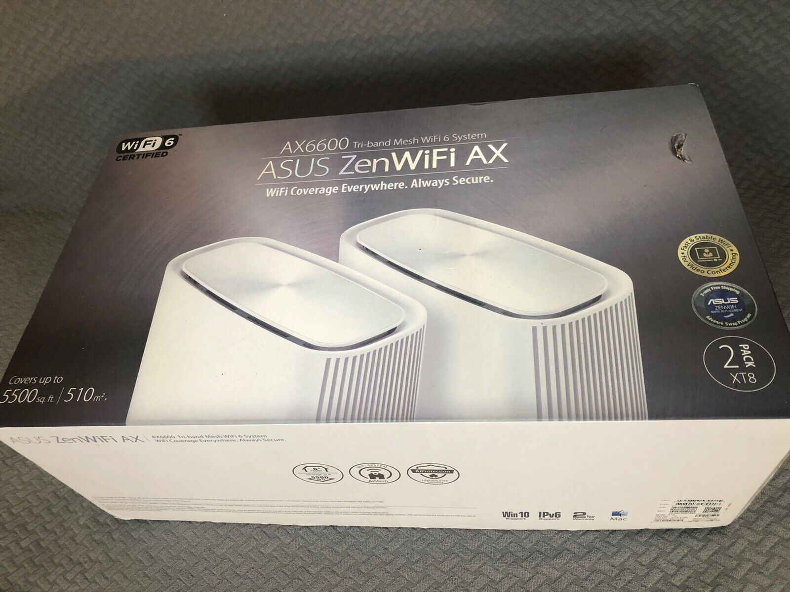 ASUS ZenWiFi XT8 AX6600 Tri-Band Mesh Wi-Fi 6 System (2 Pack)