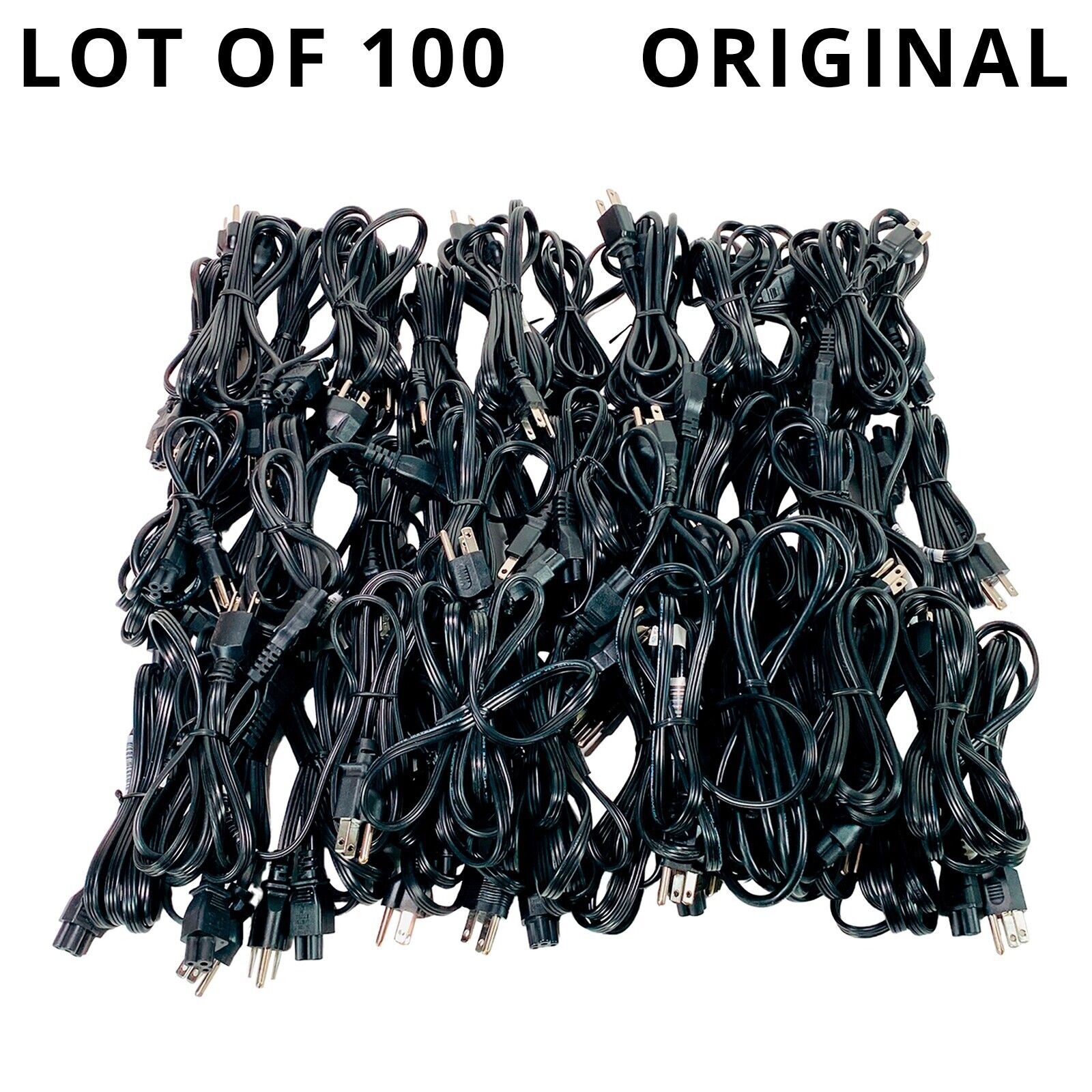 LOT OF 100 3-PRONG Only Genuine AC Power Cable Cord Dell PA-12 PA-3E PA-2E 2JVNJ