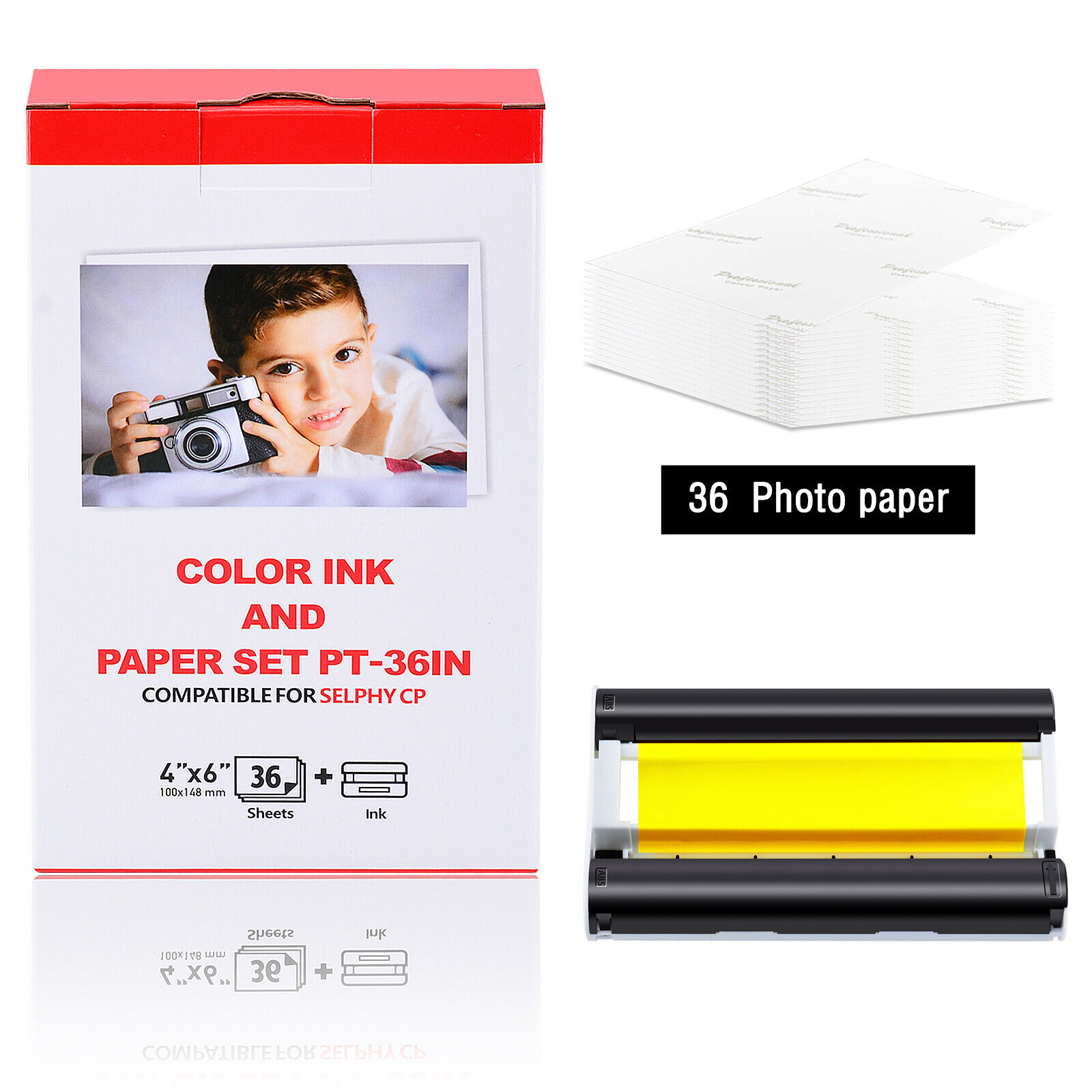 Fits Canon Selphy CP1300 1200 1000 KP-36IP Ink + 4X6 36 Sheets Photo Paper Set
