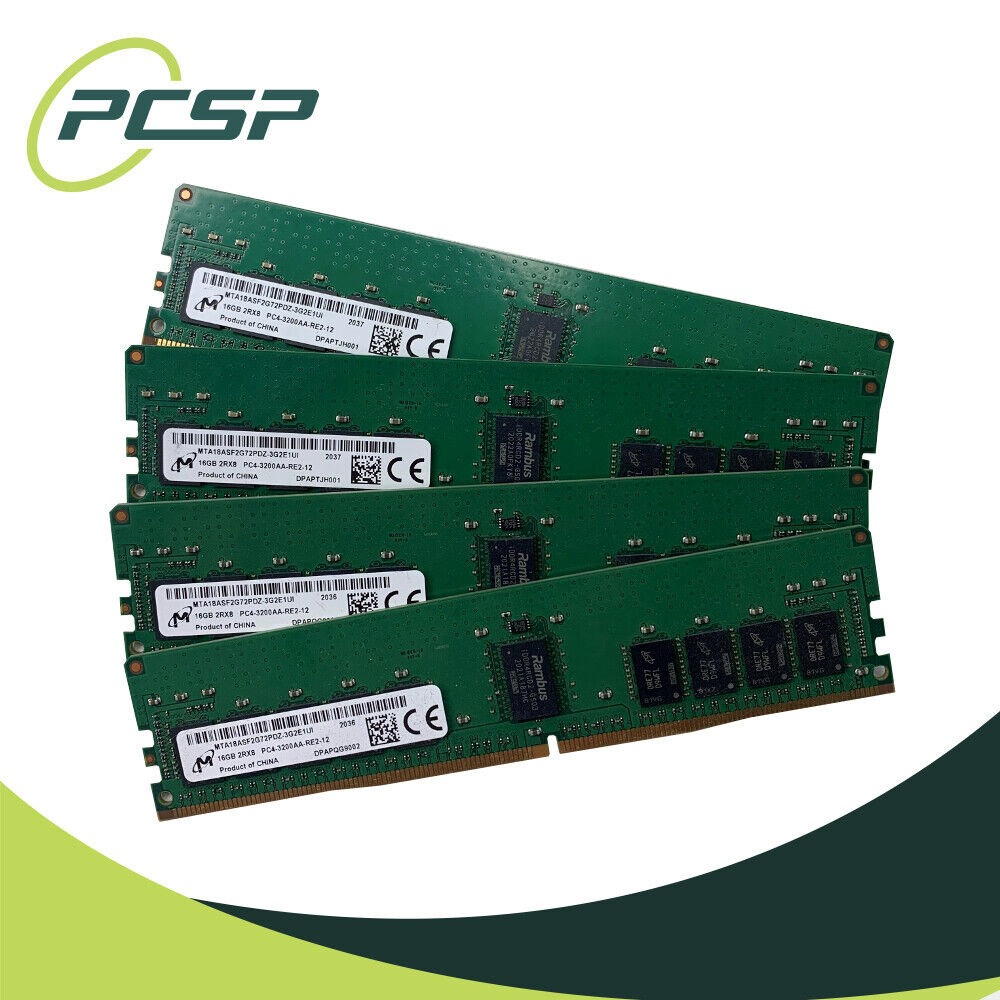 64GB RAM Kit - Micron 4x16GB PC4-3200AA 2Rx8 DDR4 RDIMM MTA18ASF2G72PDZ-3G2E1UI