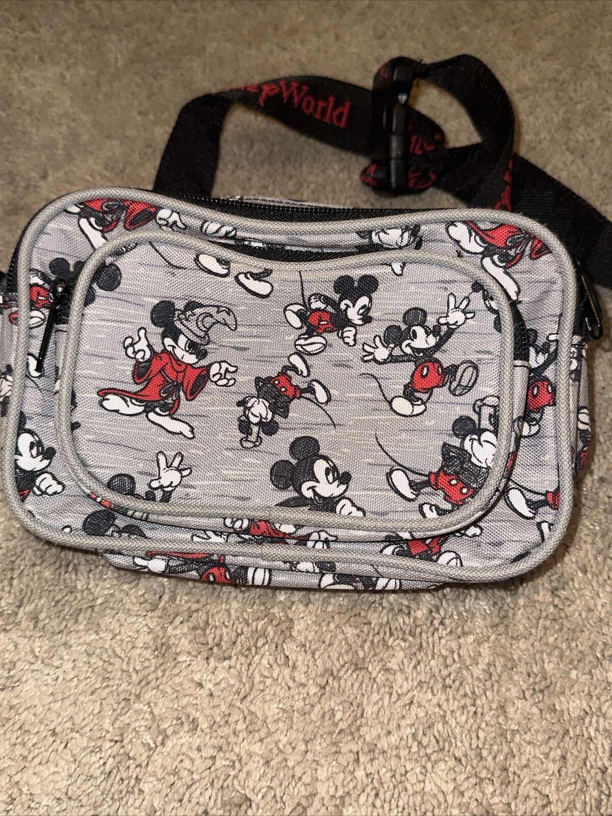Walt Disney World Parks Mickey Mouse All Over Sketch Fanny Pack Bag EUC