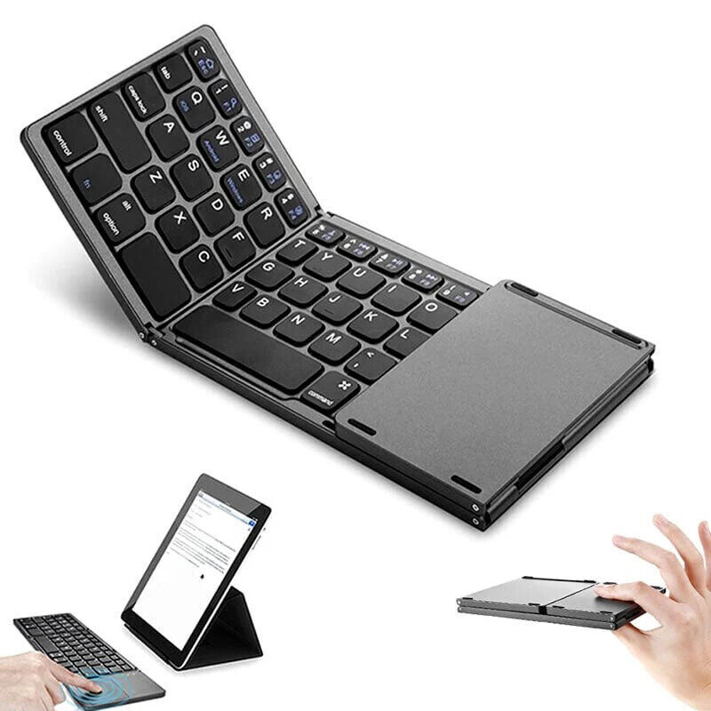 Foldable Keyboard Bluetooth Tri Folding Portable with Touchpad Wireless