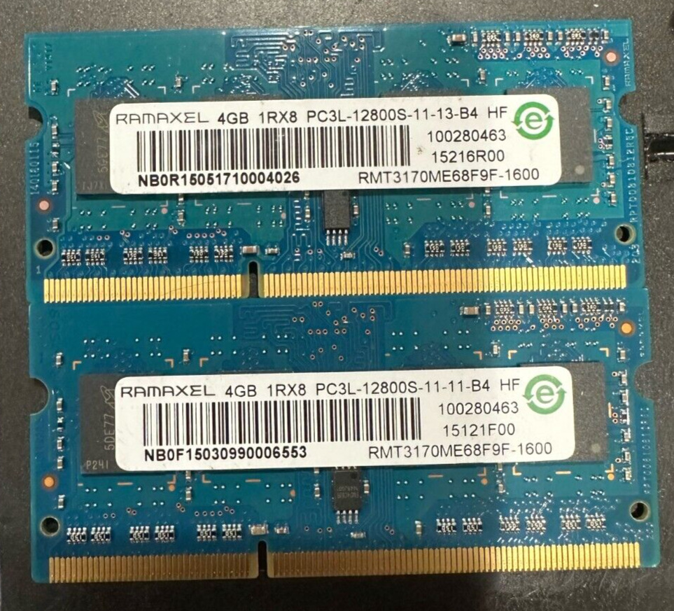 Ramaxel 8GB Kit (2x4GB) PC3L-12800S DDR3-1600MHz Laptop RAM (RMT3170ME68F9F-1600
