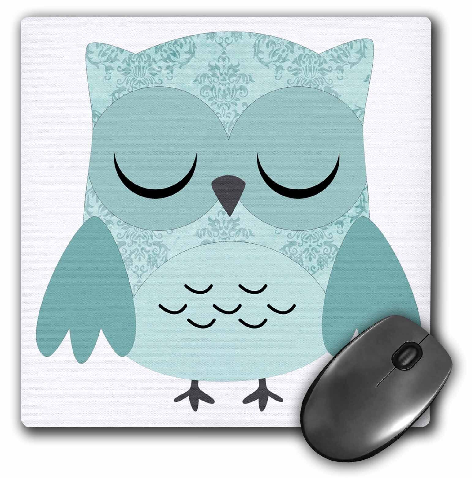 3dRose Cute Blue Damask Owl MousePad