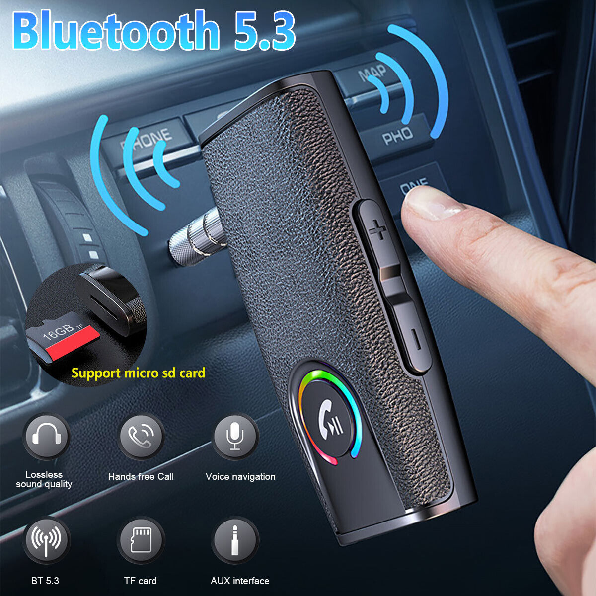 Bluetooth 5.3 Audio Music Wireless Receiver AUX 3.5mm Home Car Handsfree Adapter