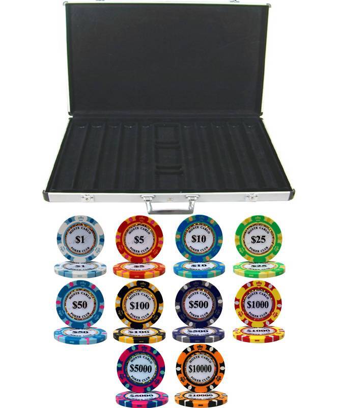 MONTE CARLO 14gm 1000 Chip CLAY Poker Set - Choose Chips