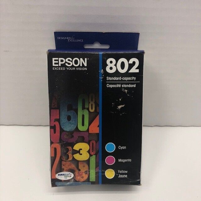 Epson 802 T802520 Tri Color Ink Cartridges DURABrite Ultra Tri Color - NEW