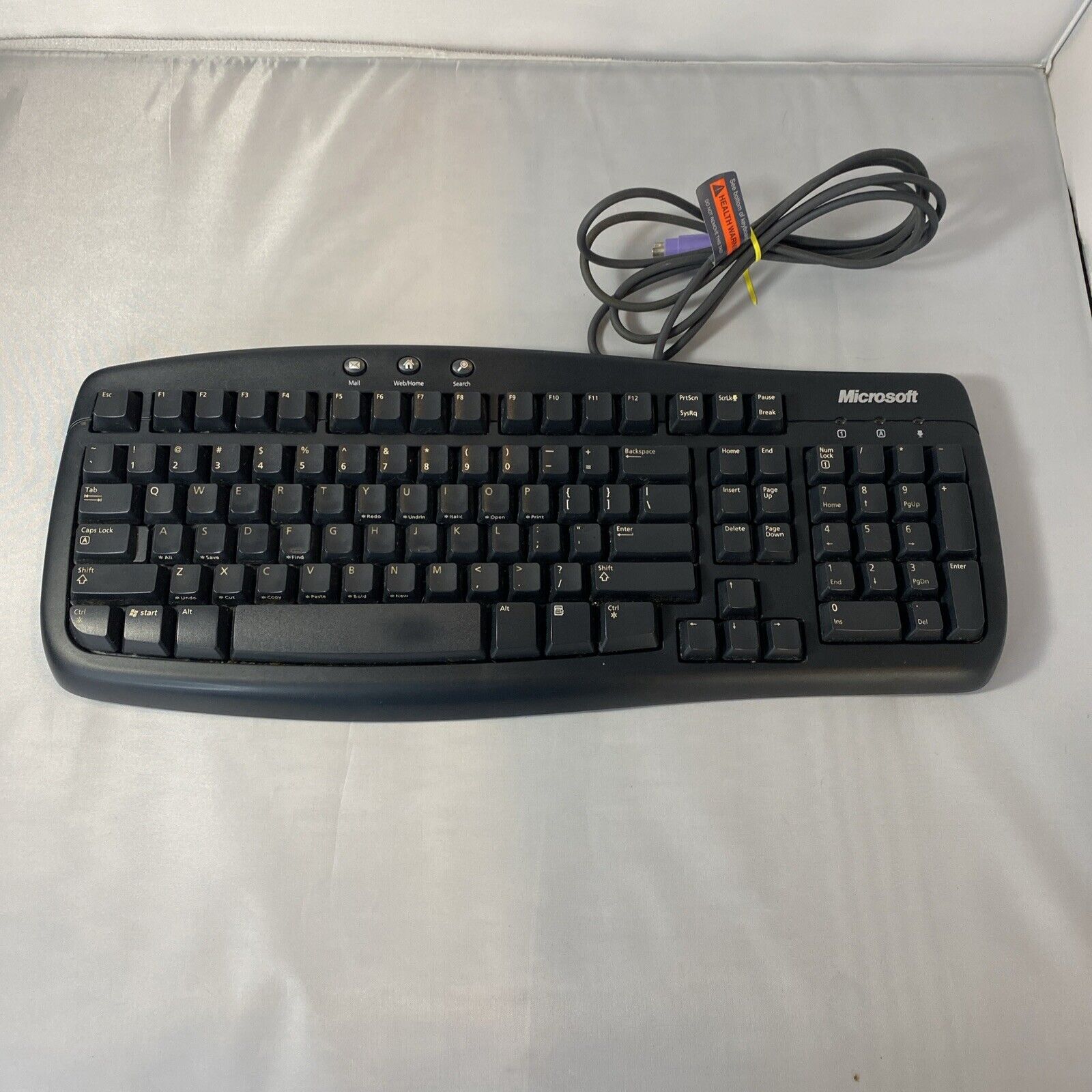 Vintage Microsoft Keyboard Basic Wired 1.0A PC Computer Keyboard PS/2 Qwerty