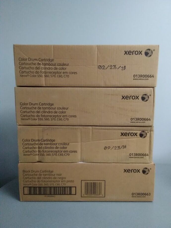Xerox 013R00664, 013R00663  Drum Unit for Xerox color 550 570,C60 Lot Of 4