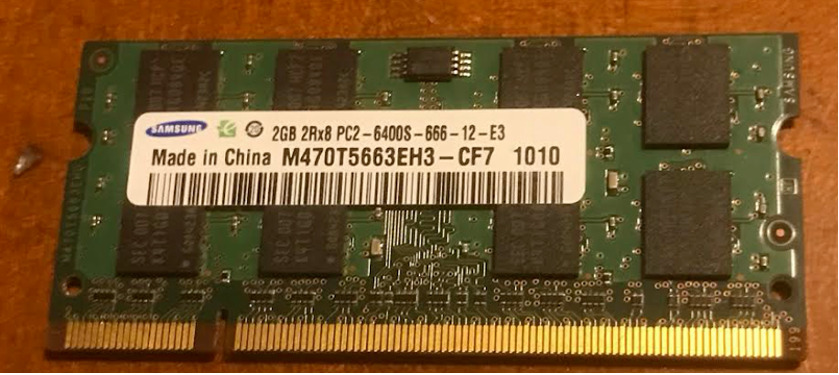 Samsung 2GB 2Rx8 PC2-6400S-666-12-E3 800MHz CF7 200Pin 1.8V SODIMM Laptop Memory