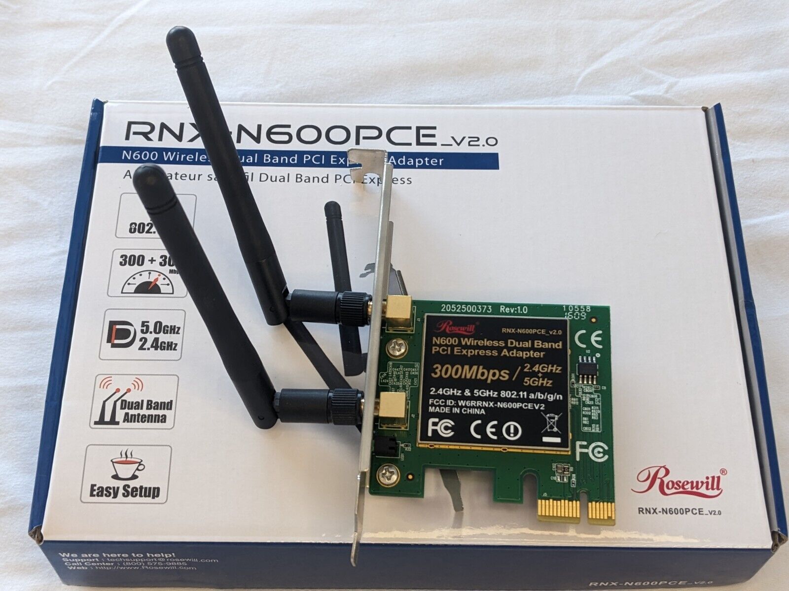 Rosewill RNX-AC600PCEv3 802.11a/b/g/n/ac PCIe x1 Wi-Fi Adapter