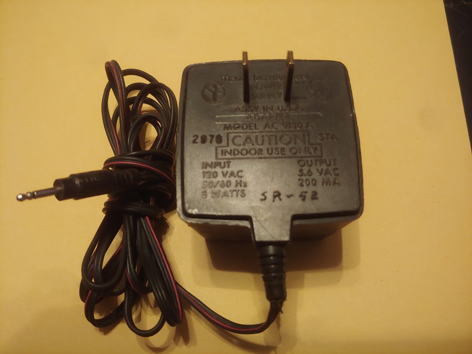 Vintage OEM Texas Instruments 9130 5.6 VAC Calculator Adapter Charger SR-52 wrks