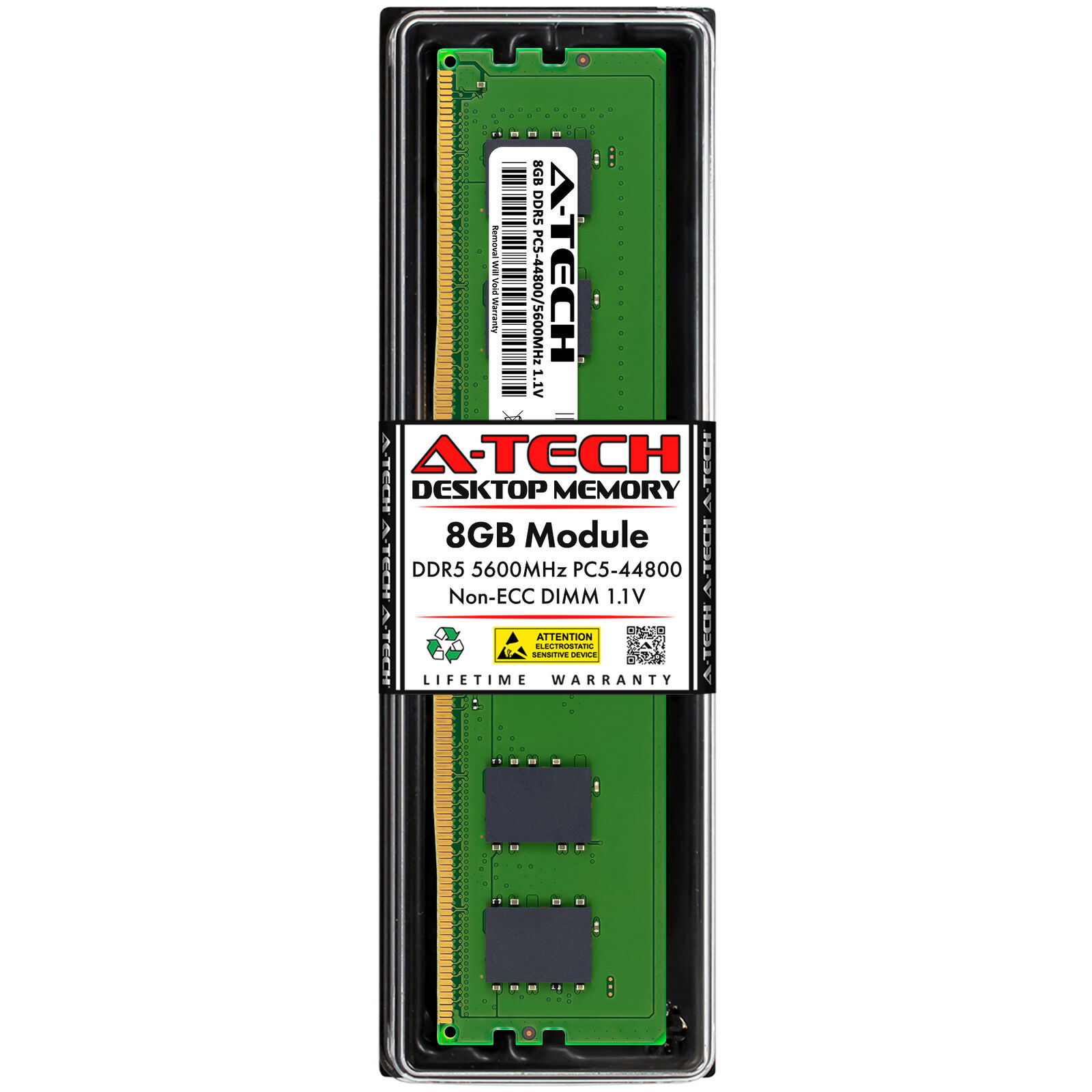A-Tech 8GB DDR5 5600 MHz Desktop DIMM PC5-44800 288-Pin Non-ECC Memory RAM 1x8GB