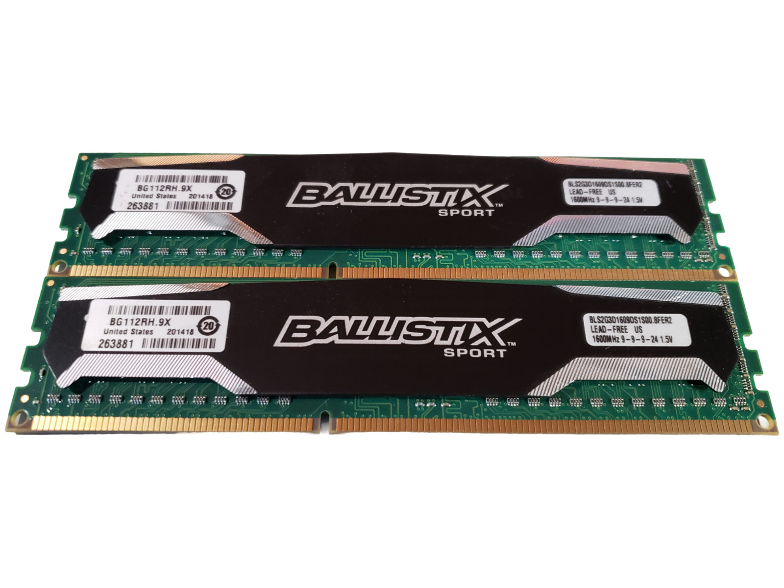 (2 Piece) Crucial Ballistix Sport BLS2G3D1609DS1S00 DDR3-1600 4GB (2x2GB) Memory