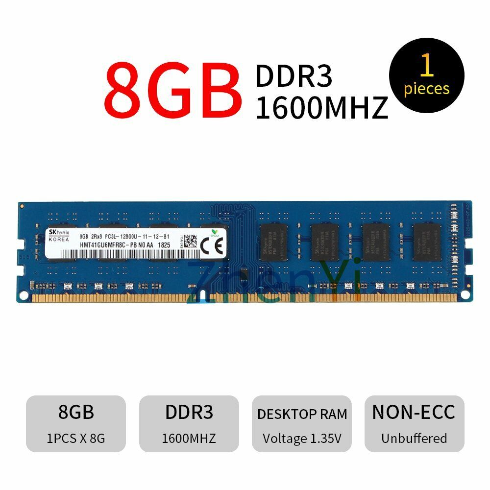 32GB 16GB 8GB DDR3 PC3L-12800U 1600MHz 2Rx8 1.35V PC Desktop RAM For SKHynix LOT