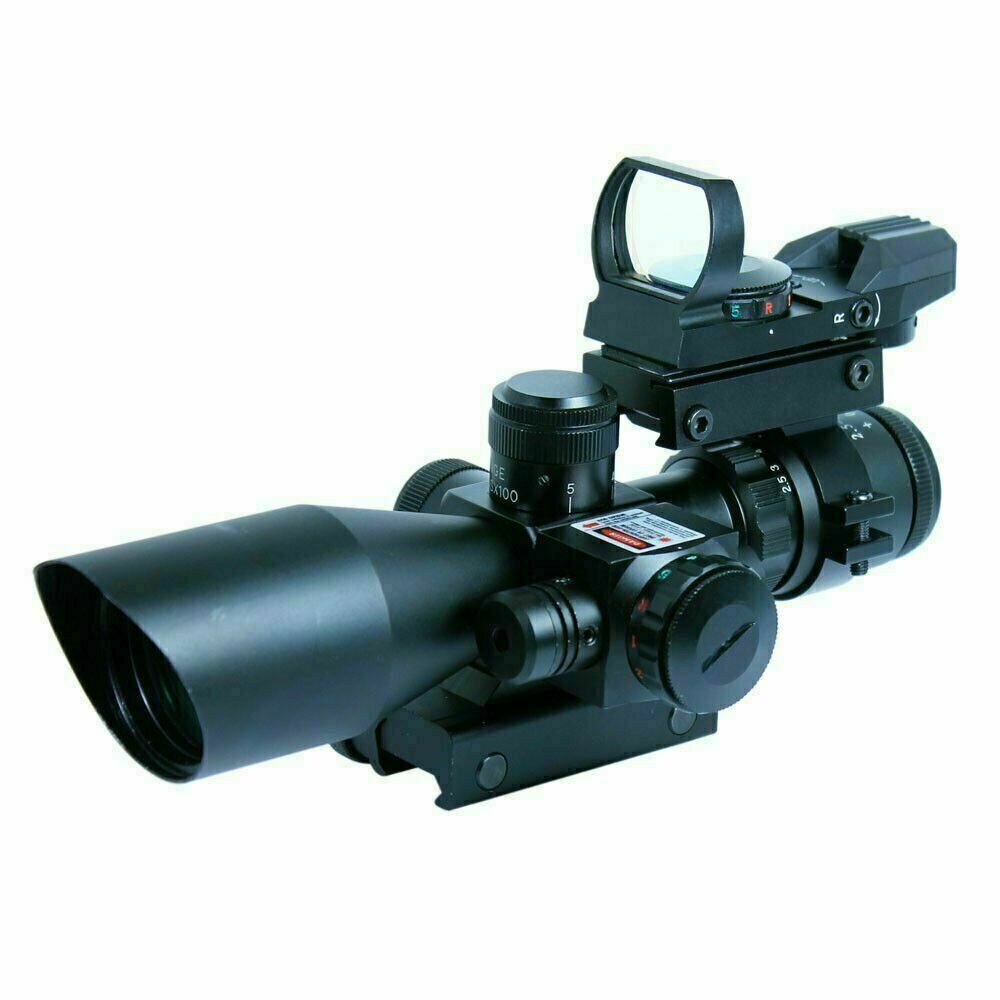 2.5-10X40 Tactical Rifle Scope with Red Laser-Holographic Green-Red Dot Sight