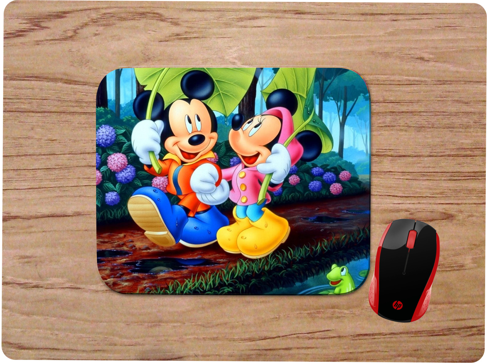MICKEY & MINNIE MOUSE WALKING IN THE RAIN ART DESIGN MOUSE PAD DESK MAT GIFT