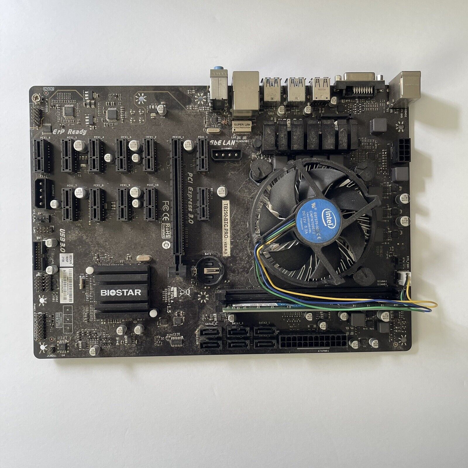 BIOSTAR TB250-BTC PRO Intel Chipset B250 - Used - With CPU+Fan, 8G DDR4 Ram +Box