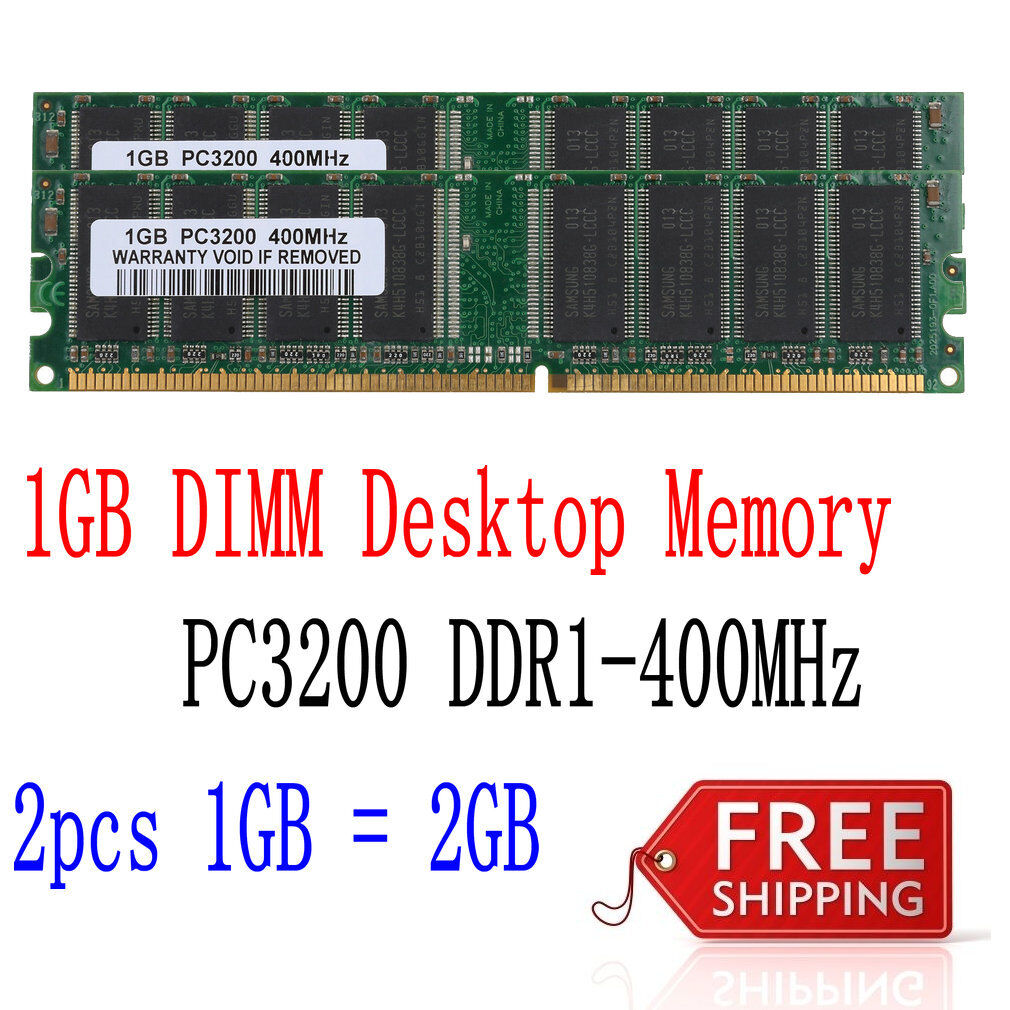 2GB 2x 1GB DDR 400MHz PC-3200 184pin 2.5V Non-ECC Desktop DIMM SDRAM Memory AB