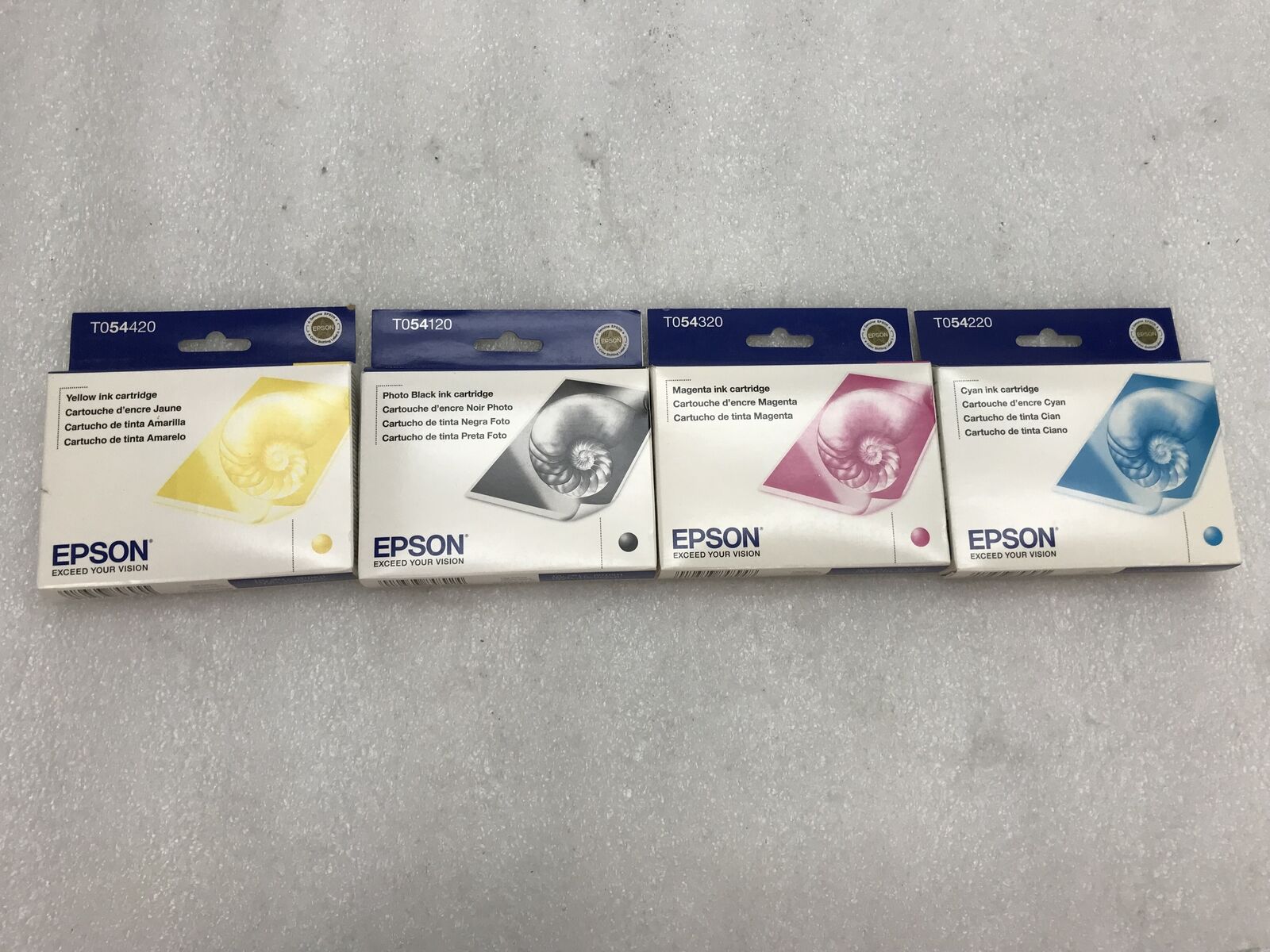 Set of 4 Genuine EXPIRED Epson 54 T054 BCYM Ink for Photo Stylus R800, R1800