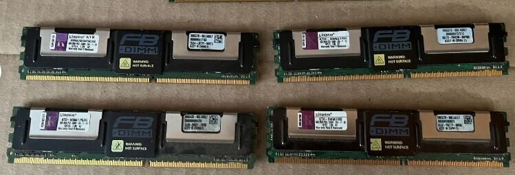 Pack o 4 KINGSTON PC2-5300F KVR667D2D4F5/4GI 4GB 2RX4 FB-DIMM SERVER RAM F5-1(18