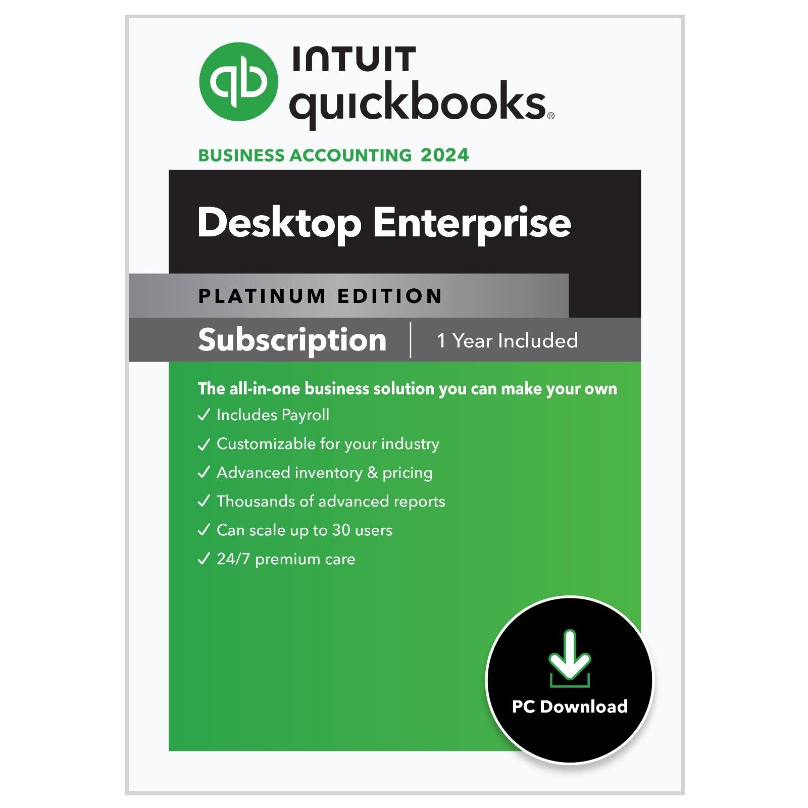 QuickBooks Enterprise 2024 Platinum - 1 User 20% off DIGITAL DOWNLOAD