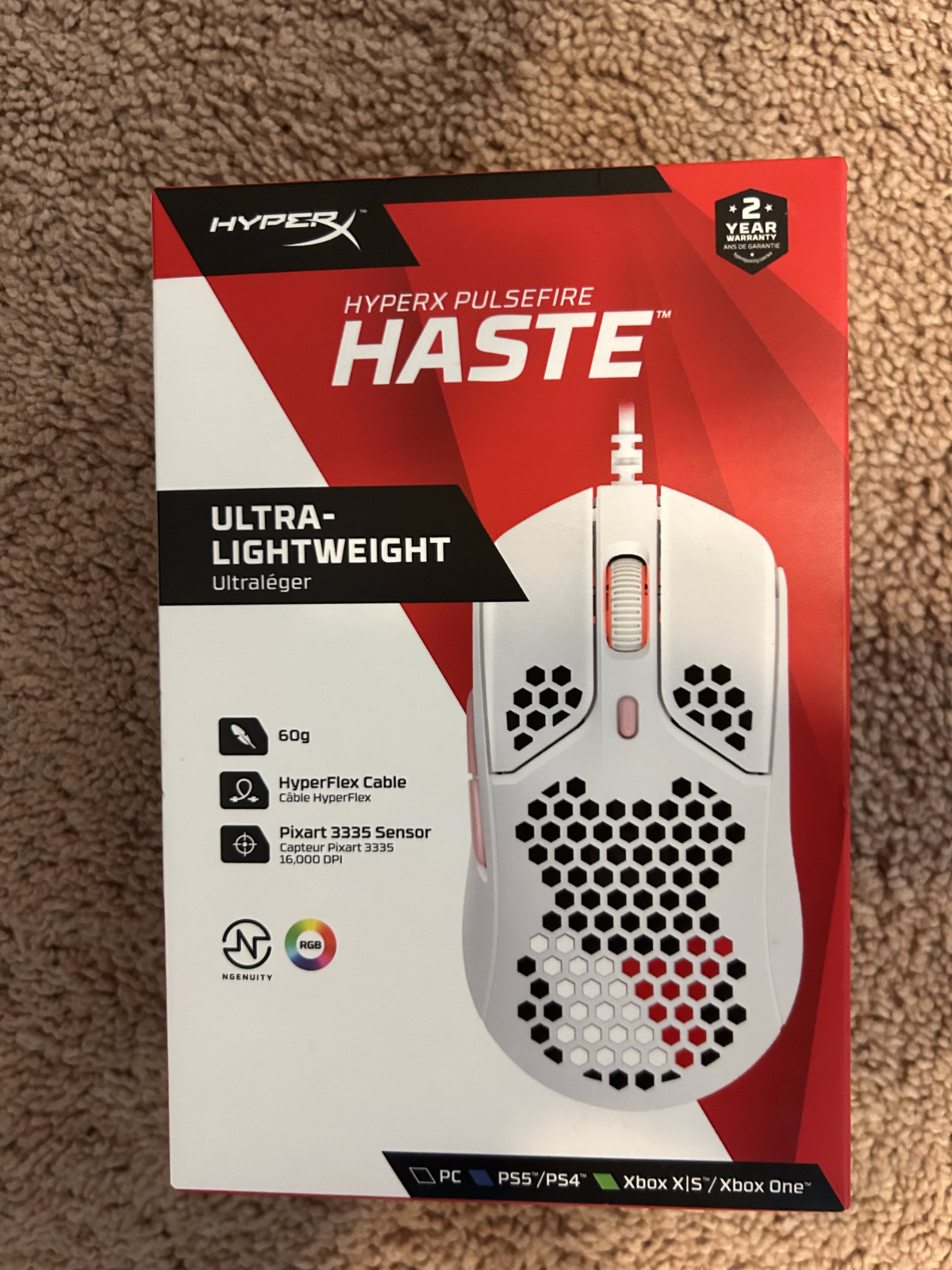 HyperX Pulsefire Haste Wired Gaming Mouse - White/Pink