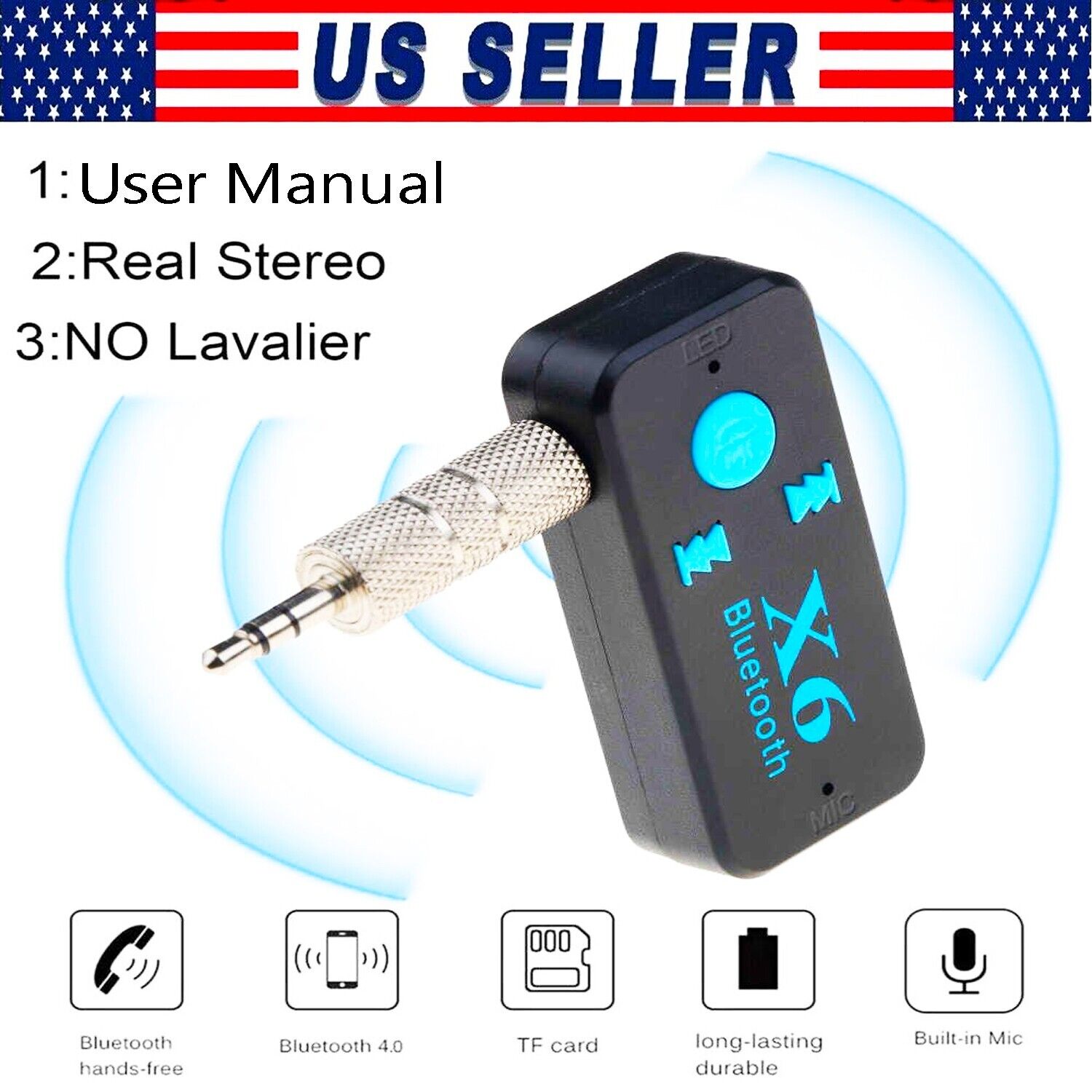 Bluetooth 4.1 USB Wireless Transmitter Receiver 2in1 Audio Adapter 3.5mm Aux Car