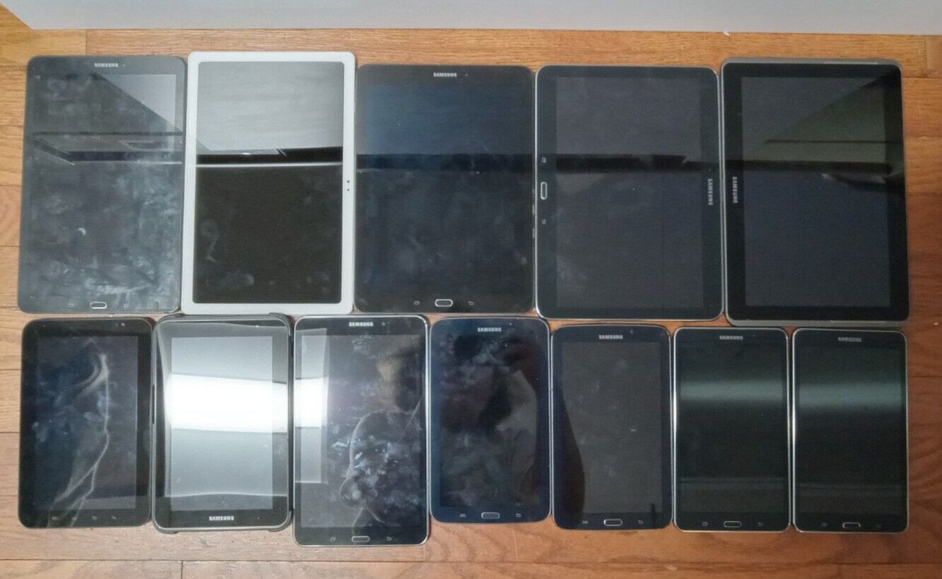 Bundle Lot of 12 Old/Broken SAMSUNG Only Android Tablets for Parts Repair, As-Is