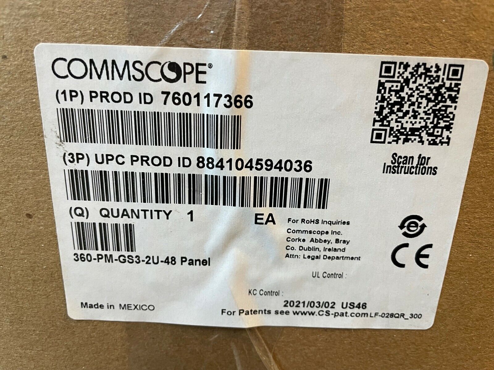 Commscope 360-PM-GS3-2U-48 Systimax GigaSPEED XL PatchMax Cat 6 U/UTP Panel 48