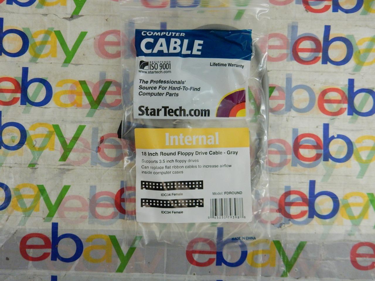 New StarTech.com 18 Inch Gray Round Floppy Drive Cable FDROUND 34-Pin Single