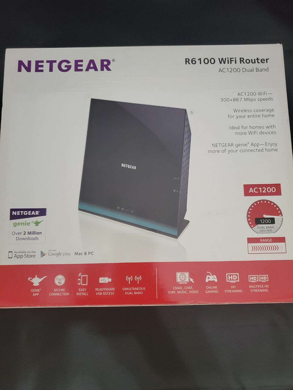 NIB Netgear AC1200 WiFi Router Model R6100 Dual Band 300+900