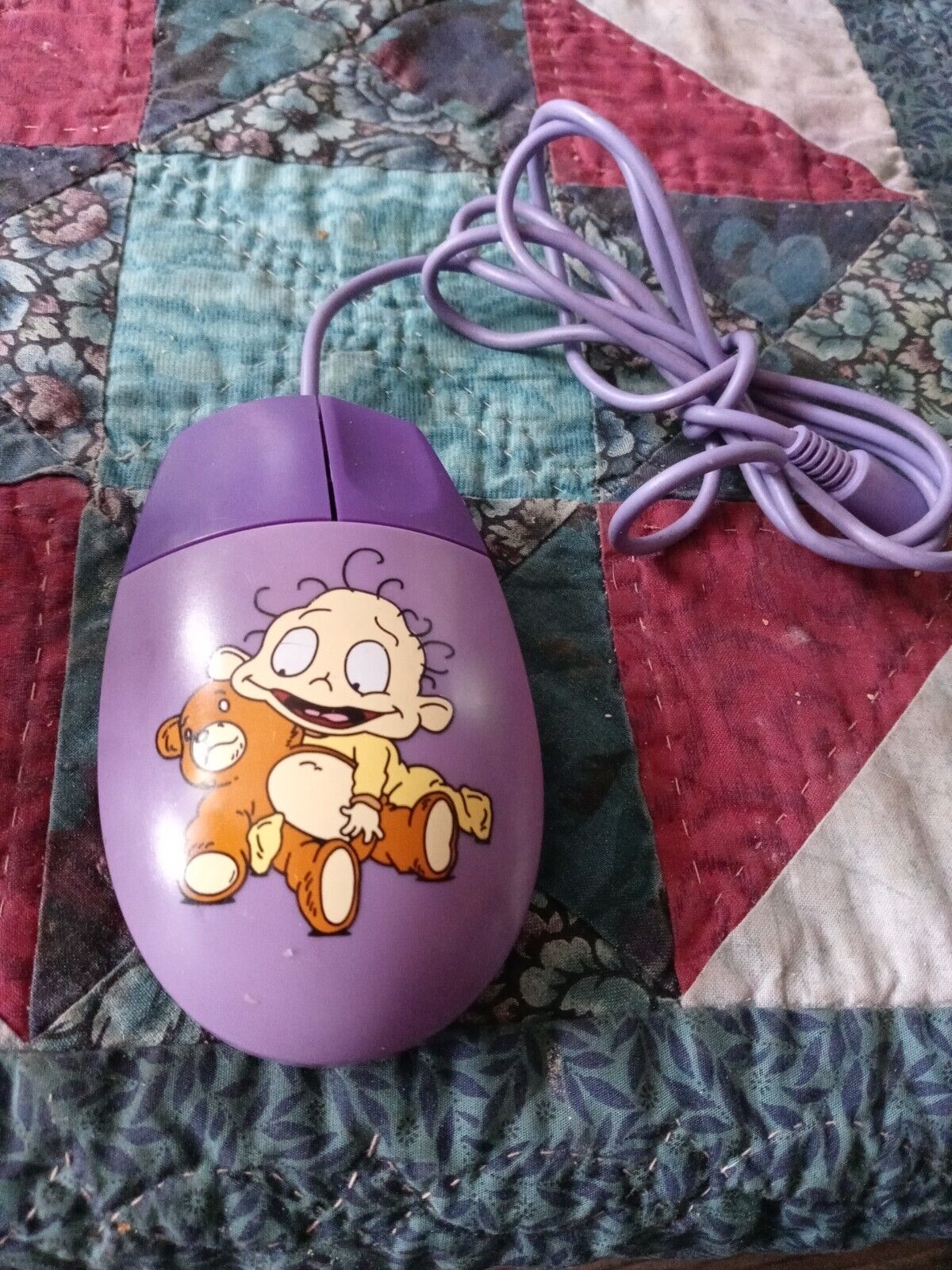 Nickelodeon Rugrats Dil Pickles  2001 Wired PS2 Ball Mouse Purple VINTAGE MINT