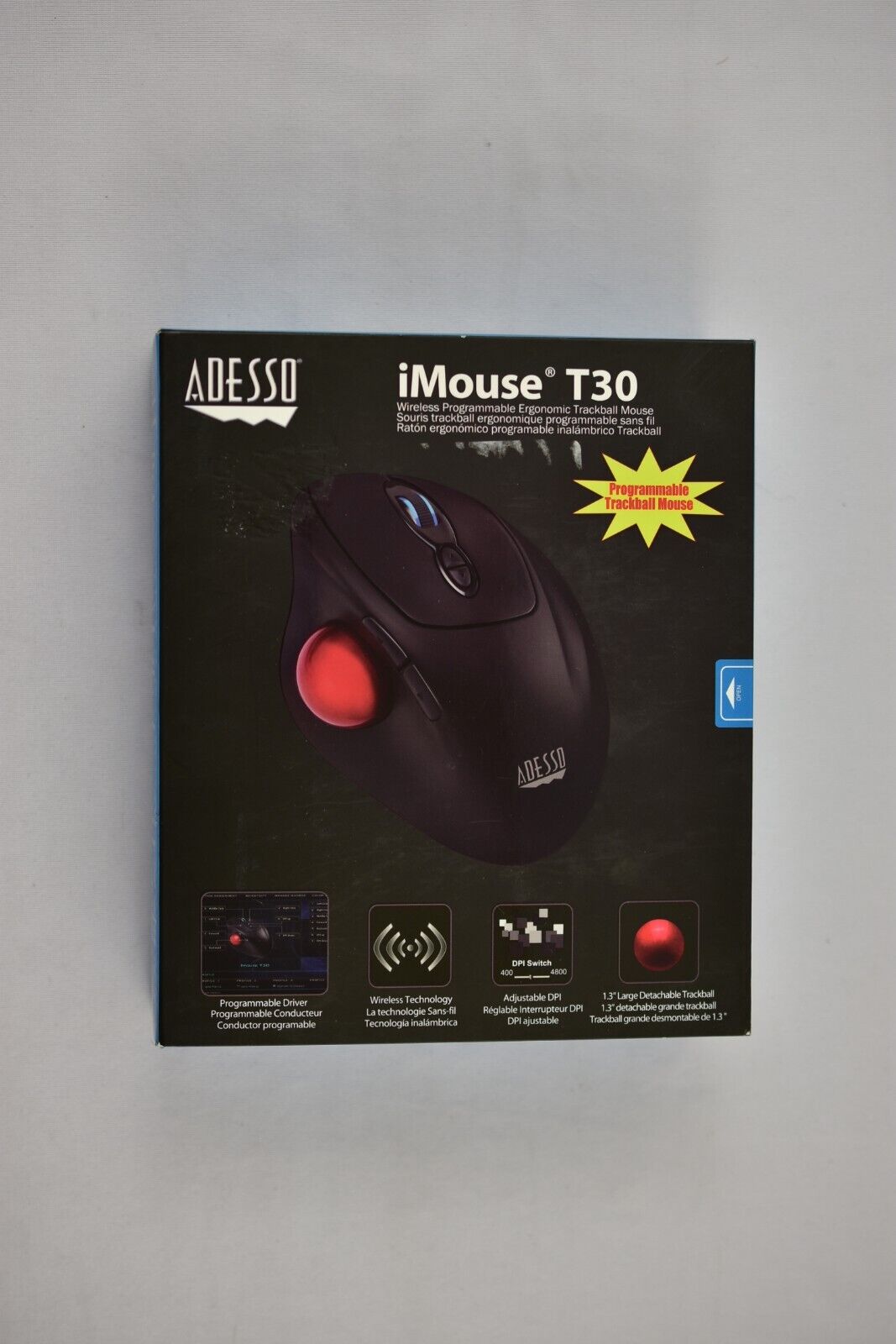 Adesso iMouse T30 iMouse T30 Wireless Programmable Ergonomic Trackball Mouse ...