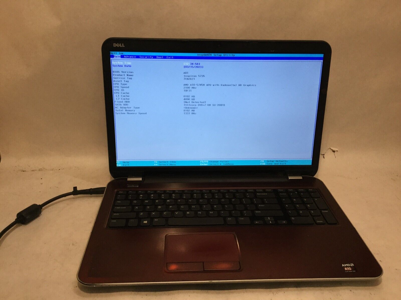 Dell Inspiron M731R-5735 / AMD A10-5745M @ 2.10GHz / (MISSING PARTS) -MR