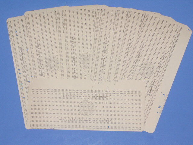 Set of 10 COMPUTER PROGRAM PUNCH CARDS Northwestern University Vogelback Center